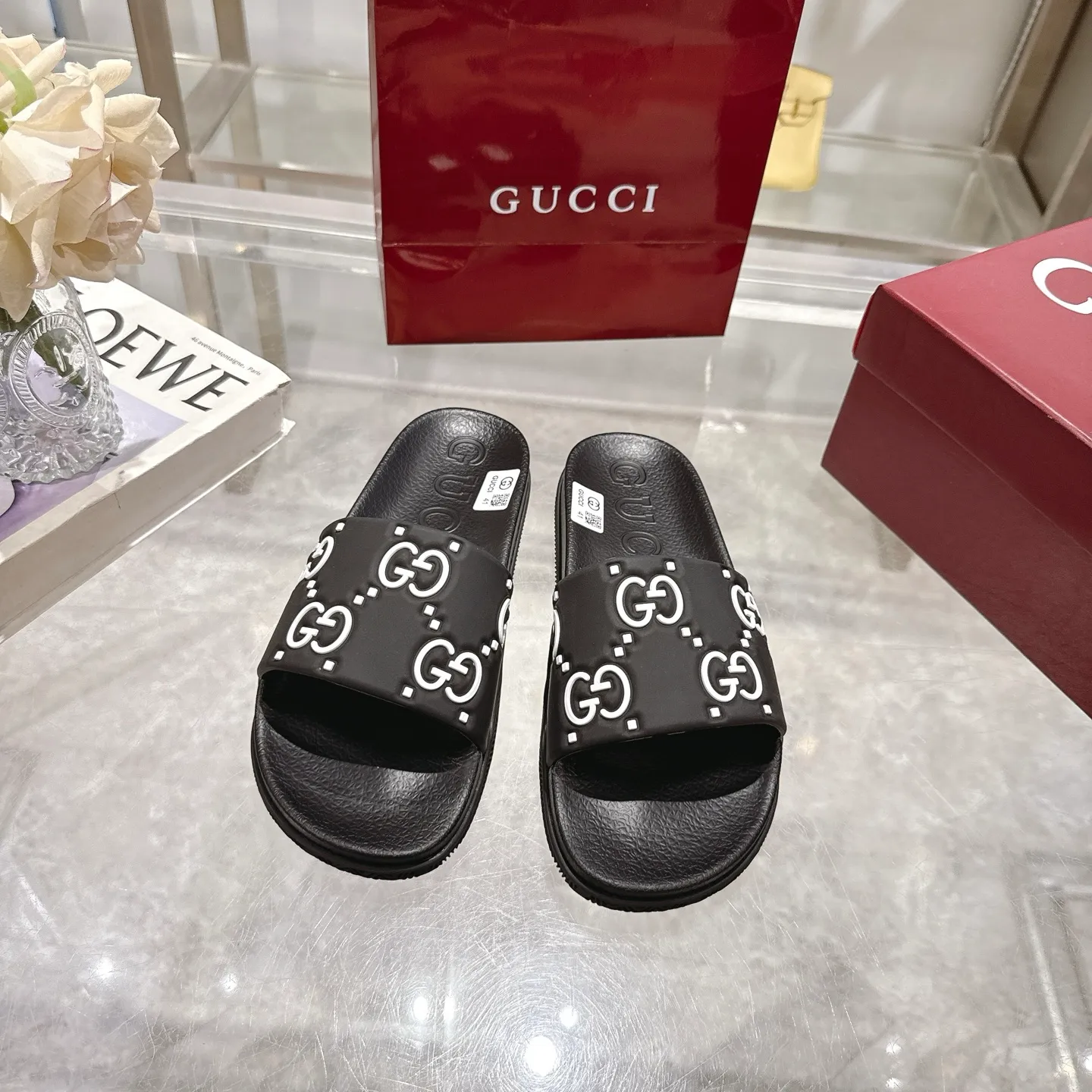 🅿️300💰 🌹Gucci official website Good Game slippers and sandals for men and women. In this special edition series, the acronym of the brand founder Guccio Gucci gives new meaning. In the gaming world, "GG" is a symbol of good sportsmanship and stands for "Good Game," which conveys the value system of the community. The modern acronym is a playful ode to the brand’s origins in the world of sports and leisure, illustrating how Gucci’s heritage continues to evolve. The parting greeting expresses the Gucci Good Game motto as the brand moves into new worlds, creating centers of play, self-expression, talent, freedom and individuality. Made with a rubber upper, these slippers are embellished with the collection's signature logo.  Rubber upper, unisex, G logo embossed, molded footbed, rubber sole, flat, made in Italy, sizes 36 to 46